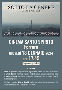 SOTTO LA CENERE - Il 18 gennaio proiezione al Cinema Santo Spirito di Ferrara