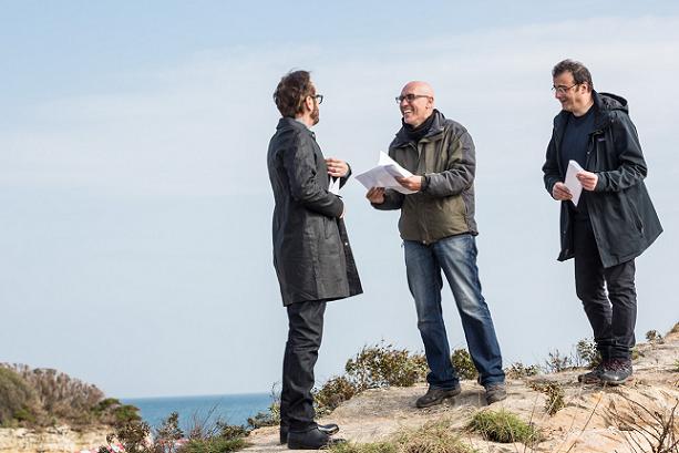 Marco Giallini con i registi Francesco Miccich e Fabio Bonifacci